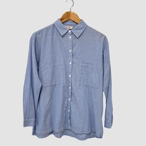 Fat Face Women's Blue Stripe Cotton Collared Button Up Shirt US6